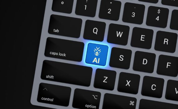 a-close-up-of-a-keyboard-with-a-blue-button