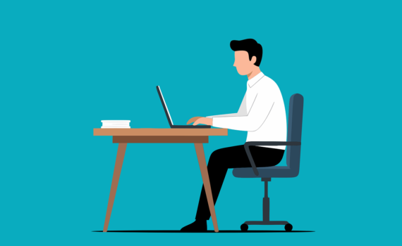 Free office worker computer vector